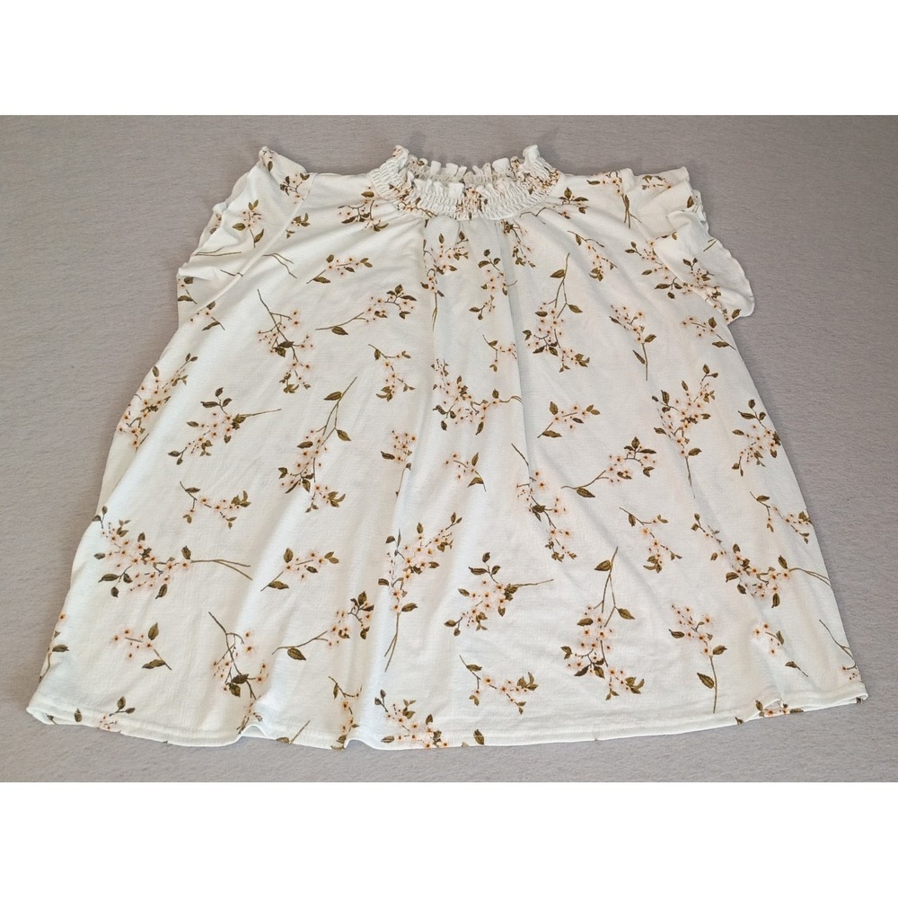 Melloday Boho Floral Ruffled Sleeveless Blouse‎ Sz XL Cottagecore Chic